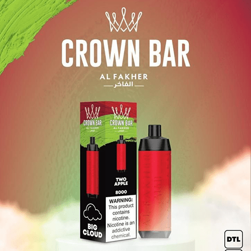 CROWN-BAR-ALFAKHER-TWO-APPLE-8000-PUFFS ALFAKHER CROWN BAR TWO APPLE – 8000 PUFFS